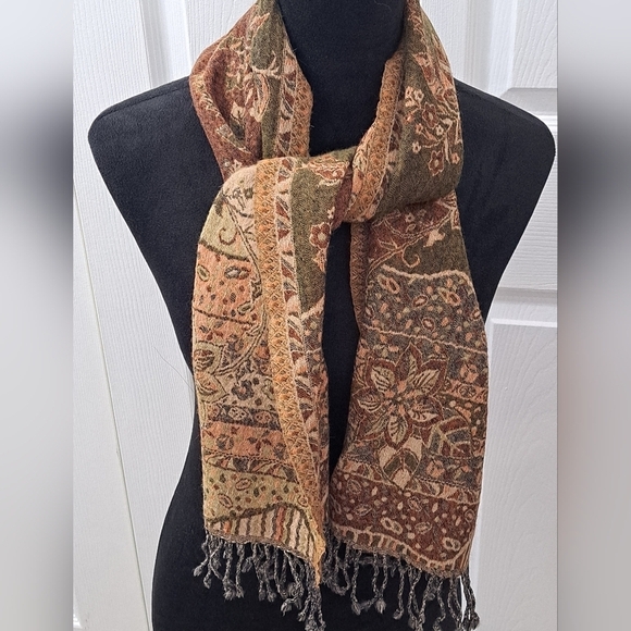 Kandahar 100% Woven Merino Wool Scarf With Fringe    Size 11"×54" - Picture 6 of 10